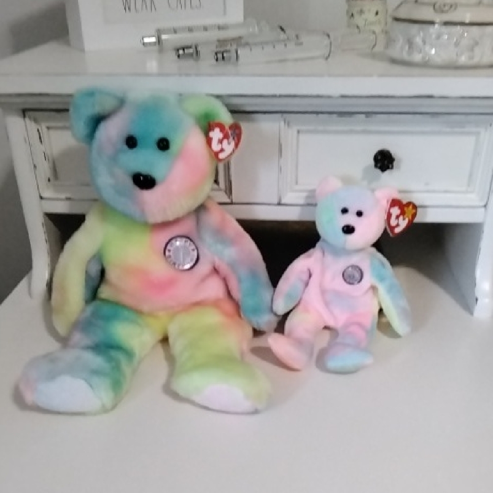 Ty Tie Dye Birthday Buddy And Beanie Baby Bears